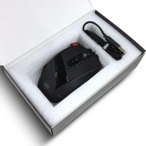 Vista 7 de Ratón para juegos C12 con 12 botones programables, ajuste de doble velocidad láser AFUNTA 8000DPI, compatible con interruptor de 4 niveles