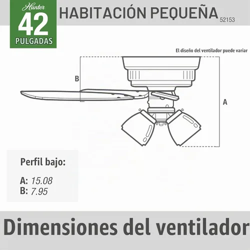 Vista 6 de Hunter Crestfield, ventilador de techo, para interiores, silencioso, 42 pulgadas, bronce noble