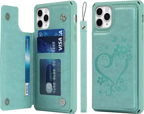 Vista 13 de Cavor Funda para iPhone 11 Pro Max con tarjetero y tarjetero, funda tipo cartera con tarjetero para tarjetas de crédito para iPhone11ProMax, funda