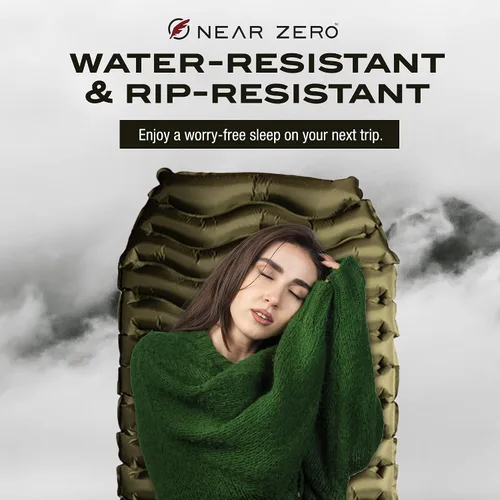 Vista 7 de NEAR ZERO Colchoneta inflable ultraligera – Almohadilla de aire compacta de 14.5 oz de 2 pulgadas de grosor, se infla rápidamente con 11