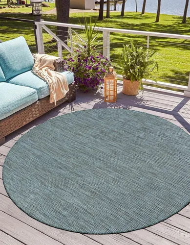 Vista 70 de Unique Loom Collection - Alfombra casual de transición sólida jaspeada para interiores y exteriores