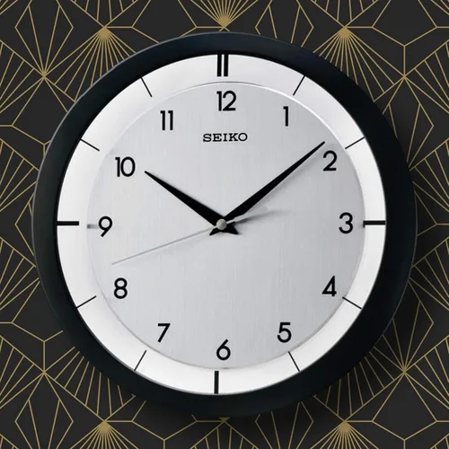 Vista 2 de SEIKO St James - Reloj de pared de metal cepillado de 11 pulgadas, color negro