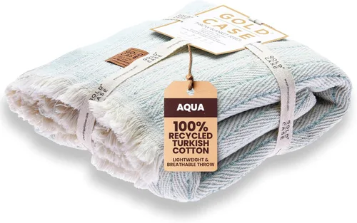 Vista 44 de Gold Case - Manta para sofá, mantas y mantas 100% algodón turco reciclado, mantas suaves Buffalo para sala de estar, manta tejida decorativa Boho