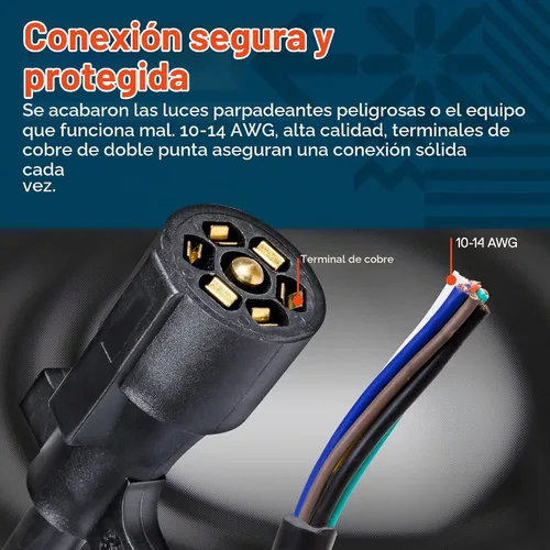 Vista 4 de True Mods - Arnés de cableado de adaptador de enchufe de remolque de 7 vías de 8 pies [Cable de cable de remolque de 7 pines]
