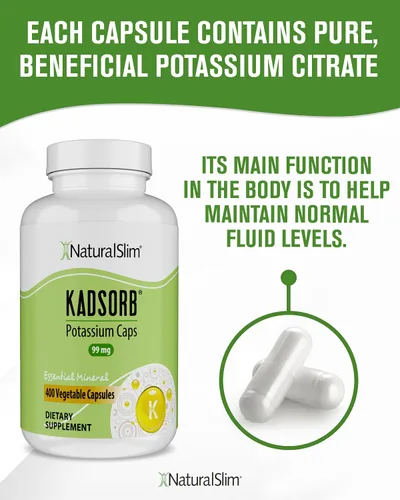 Vista 5 de NaturalSlim Gluconato de citrato de potasio natural 99 mg – Kadsorb apoya el equilibrio de electrolitos y el pH normal – Suplementos de potasio