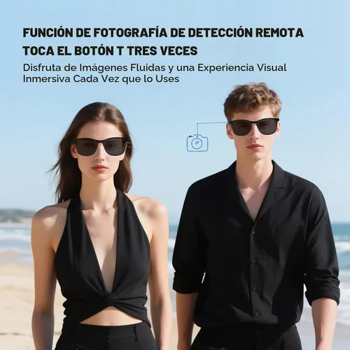 Vista 6 de Quaoar Lentes de audio Bluetooth inteligentes con doble altavoz, micrófono de oído abierto, disparo remoto, asistente de voz para mujeres/hombres