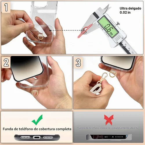 Vista 7 de UKON Cordón para teléfono celular, cordón bandolera y correa de muñeca, hebilla de metal premium con dijes para teléfono con 2 parches de correa