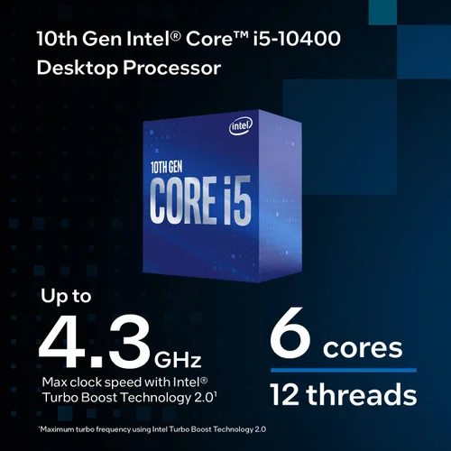 Vista 8 de Intel Core i5-10400 Procesador de escritorio 6 núcleos hasta 4.3 GHz LGA1200 (chipset Intel serie 400) 65W, número de modelo: BX8070110400