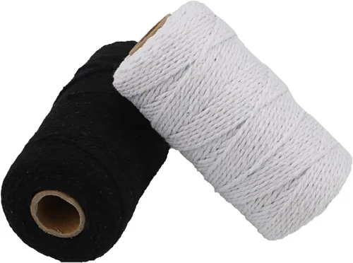 Vista 15 de Carrete de hilo de algodón de 656 pies de 10 capas, cuerda para manualidades y envoltura de regalos (negro)