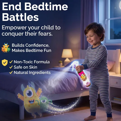 Vista 2 de Monsters Be Gone - Aerosol para el cuerpo y el lino, neutralizador de olores natural, no tóxico, ambientador de habitación para niños (polvo lácteo)