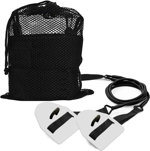 Vista 6 de Dryland Powercord con paletas, entrenador de fuerza de brazo de natación, juego profesional de bandas de ejercicio de resistencia de natación