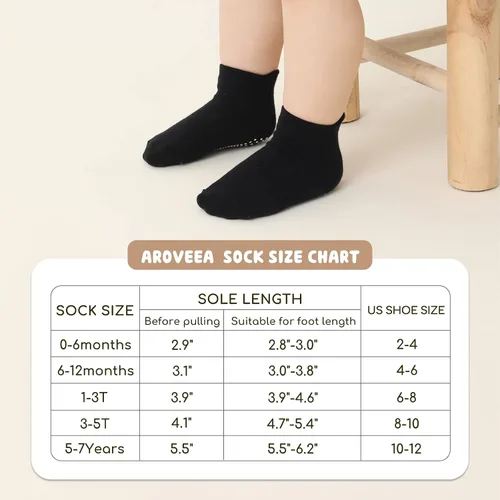 Vista 7 de Aroveea Calcetines de tobillo antideslizantes para bebé paquete de 12 para niños y niñas calcetines de algodón para bebés