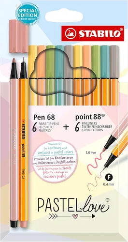 Vista 9 de STABILO - Set de Plumas Pastellove Set - point 88 Mini, Pen 68 Mini & BOSS MINI - Paquete de 18 - Colores surtidos