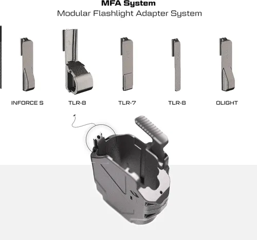 Vista 7 de Orpaz Delta G45 Funda de rodamiento de luz compatible con funda Glock 45 con luz, adaptador modular de linterna de nivel II y tapa protectora