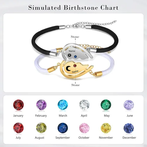 Vista 4 de Jewelstruck Pulseras para parejas para él y ella, pulseras personalizadas a juego para parejas, novio y novia, cumpleaños, aniversario, Navidad