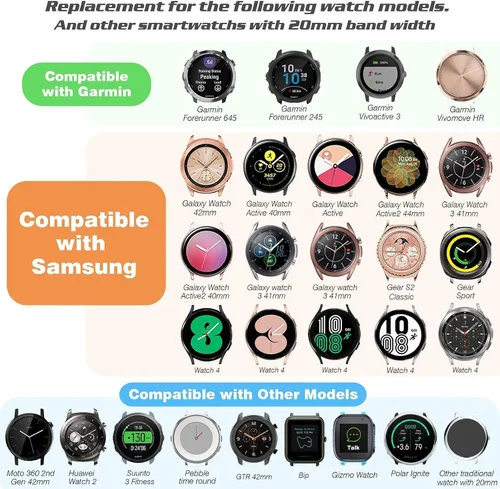 Vista 2 de HSWAI Correa de silicona de liberación rápida de 0.78 pulgadas compatible con Samsung Galaxy Active 2, Galaxy Watch 7/6/5/4/FE de 1.575 pulgadas 10