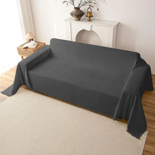 Vista 9 de Funda de felpilla para sofá, funda suave con borlas para sofá, funda de sofá para sofá de 2 puestos, funda de sofá, protector de muebles lavable