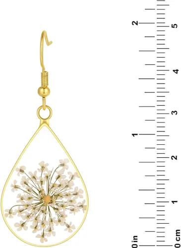 Vista 41 de Forget-Me-Not and Queen Anne's Lace Pressed Wildflower Earrings Pressed Flower Earrings Handmade Drop and Dangle Earrings Gift for Woman