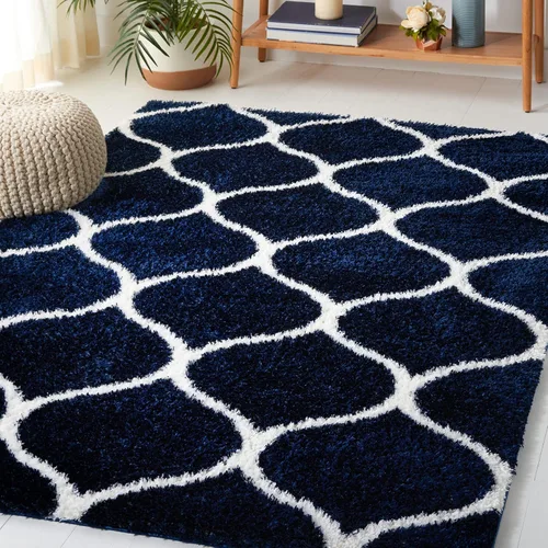 Vista 22 de SAFAVIEH Tahoe Shag Collection - Alfombra para pasillo, 2 x 9 pies, color beige y blanco, diseño de enrejado, no desprende pelusa y de fácil
