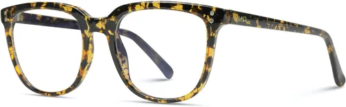 Vista 4 de WearMe Pro - Gafas cuadradas rectangulares clásicas con parte superior plana para mujer y hombre, unisex, azul claro (marrón-tortuga)