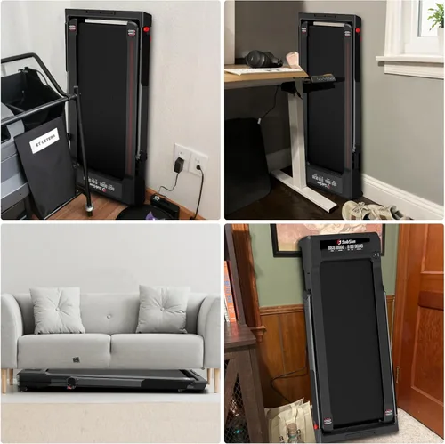 Vista 5 de SubSun Foldable Treadmill for Home, Portable Walking Pad with Handle, Manuall/Auto/No Incline, 2.5HP Treadmill with 265 Lbs, Black/White