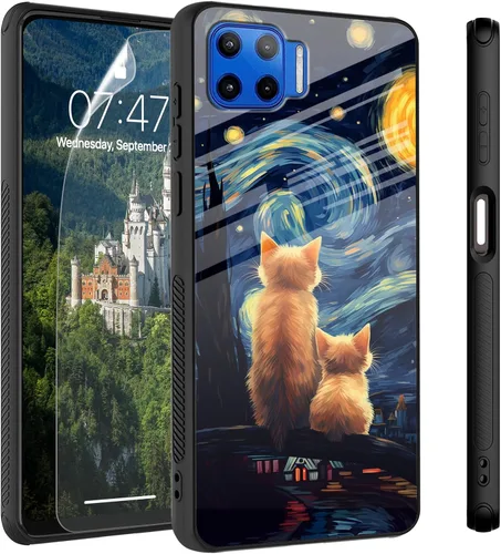 Vista 66 de Funda para Motorola Moto Edge 2022, cubierta trasera de vidrio templado con protector de pantalla, funda protectora a prueba de golpes para Motorola