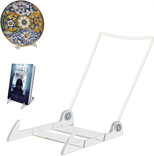 Vista 10 de KINGDOM SOLUTIONS Made in USA - Paquete de 2 caballetes acrílicos ajustables – Soporte para platos – Soporte resistente para libros de arte