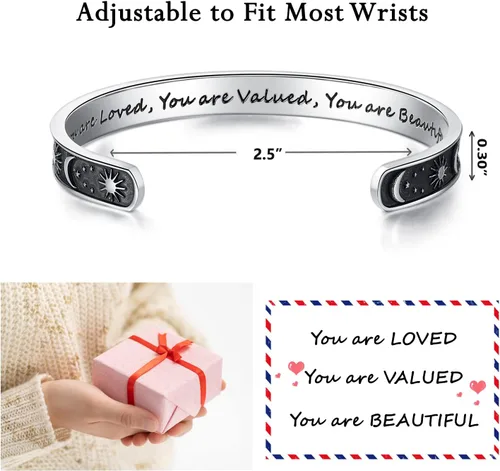 Vista 4 de TONY & SANDY - Brazaletes motivacionales para mujeres, adolescentes o niñas, regalos de cumpleaños personalizados para mamá, hija, hermana o amigas