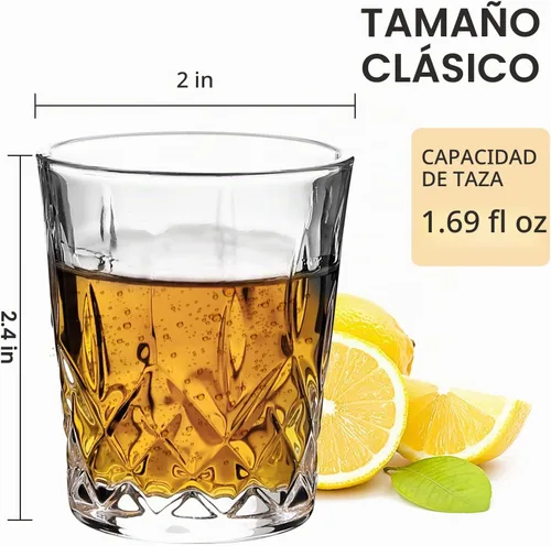 Vista 2 de JAIEF Vasos de chupito de tequila de 1.7 onzas con base pesada, vasos de cristal cordial (4)
