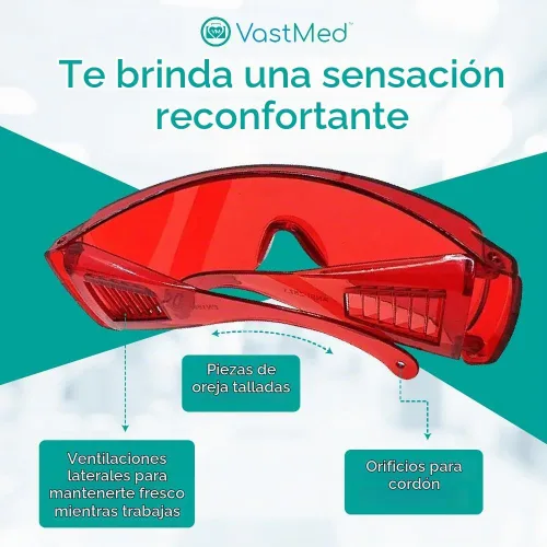 Vista 4 de Gafas protectoras rojas de grado dental Gafas de seguridad Gafas de protección ocular Gafas dentales para blanquear los dientes luz
