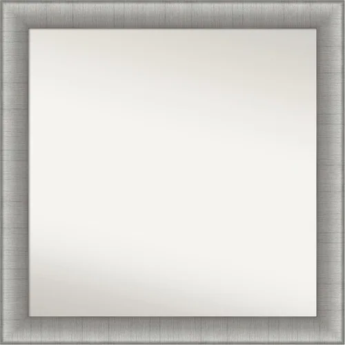 Vista 483 de Amanti Art Espejo de baño plateado para sobre el fregadero, 28 x 37 pulgadas, elegante espejo rectangular de peltre cepillado, marco de madera