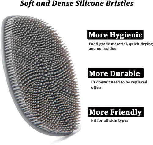 Vista 6 de Limpiador facial de silicona, cepillo de limpieza facial de silicona, almohadilla exfoliante suave y masajeador, para hombres y mujeres (azul)