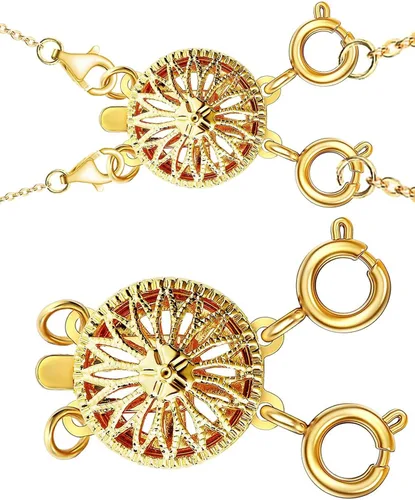 Vista 7 de Dailyacc Cierre de collar en capas para mujer, cierre de joyería deslizante de plata y oro de 14 quilates, conectores de pulsera
