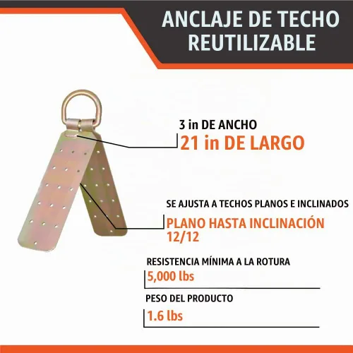 Vista 3 de Anclaje de techo reutilizable, 1 unidad, compatible con OSHA y ANSI, anclaje temporal de protección contra caídas de techo, ligero, anclaje