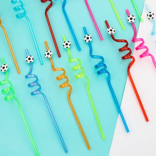 Vista 4 de 24 popotes de fiesta de fútbol para recuerdos de fiesta de fútbol, decoraciones de fiesta temática de pelota de fútbol, popotes temáticos de fútbol