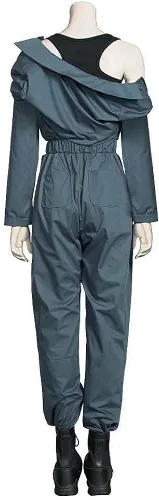 Vista 3 de LILLIWEEN Disfraz de Michael Myers para hombre, disfraz de Halloween para hombre, overol con cremallera frontal y accesorios de cuchillo