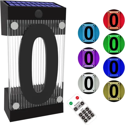 Vista 12 de Número solar de casa, número de dirección solar con número acrílico 3D, estacas de hierro, luz colorida, control remoto, señal de dirección moderna