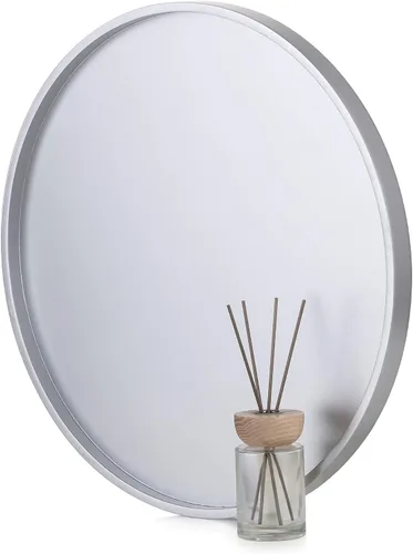 Vista 10 de Hanobe Bandeja otomana grande para servir: bandejas decorativas redondas doradas de 18 pulgadas para mesa de centro de mesa de centro de madera