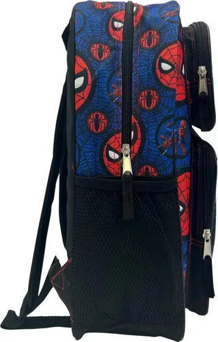 Vista 3 de Marvel Superheroes - Mochila escolar con licencia de 16 pulgadas para niños, Spiderman Negro, Mochilas de carga