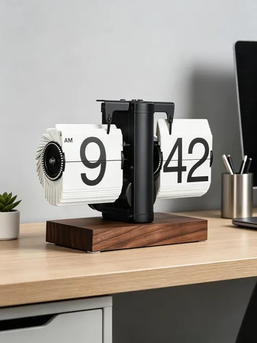 Vista 10 de Reloj retro con tapa, reloj de escritorio con pilas, reloj de mesa abatible de 12 horas, reloj mecánico retro abatible de gran número con base