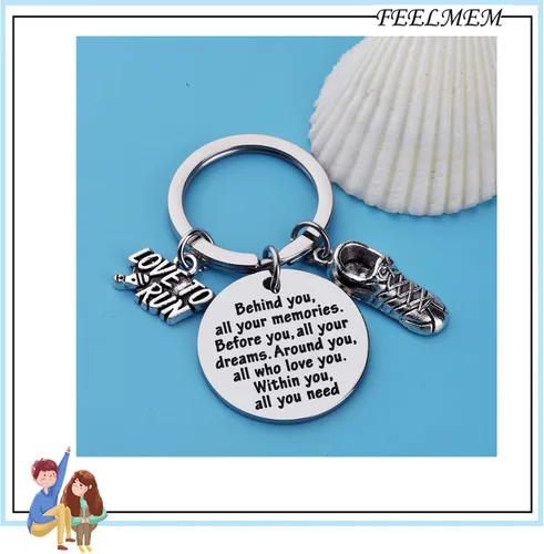Vista 3 de FEELMEM Marathon Runner Gifts Llavero para correr a través de la pista de campo, joyería de maratón para correr, regalo de pista de regalo