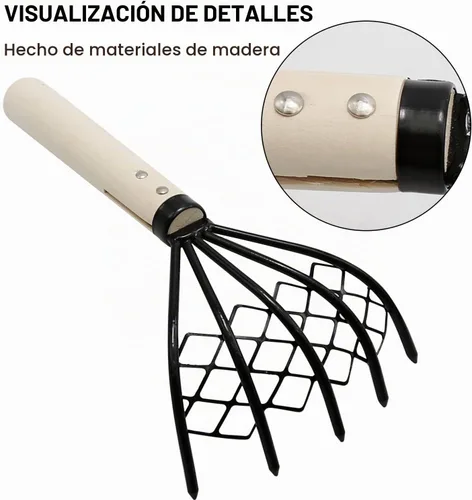 Vista 5 de 2 piezas de rastrillo de garra para excavadora de conchas de almejas de playa, rastrillo de mano resistente para cavar mariscos en arena, resistente