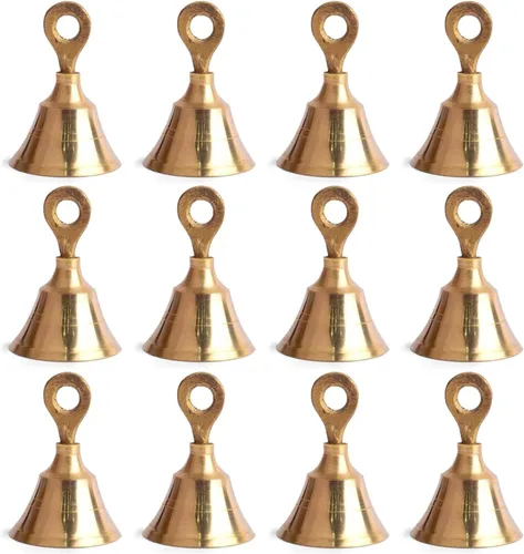 Vista 8 de Satvik - Juego de 6 campanas de latón para colgar en el templo de Pooja Mandir, para el hogar, campanas de Navidad, decoración de árboles