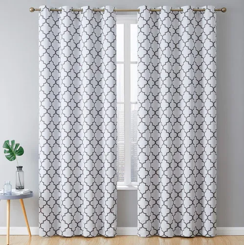Vista 17 de HLC.ME Paneles de cortinas opacas con estampado de flechas para oscurecer la habitación, con ojales, para habitación de niños, juego de 2