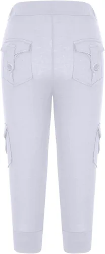 Vista 4 de XUNRYAN Pantalones cargo para mujer, corte de bota, para yoga, entrenamiento, pantalones recortados, cintura elástica, pantalones deportivos