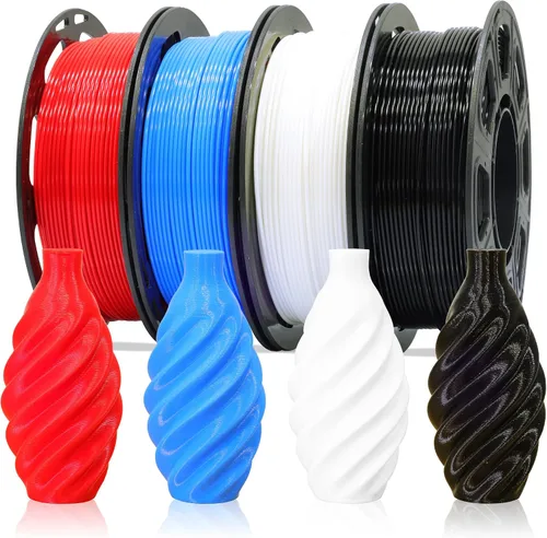 Vista 11 de MIKA3D Paquete de 6 carretes de 2 hilos de seda para impresora 3D de ácido poliláctico (PLA), cambio de color negro sedoso a