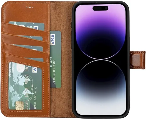 Vista 2 de VENOULT - Funda tipo cartera compatible con iPhone 14 Pro MAX / 15 Pro Max / 13 Pro Max / 13 Pro MAX / 13 Mini y todos, funda magnética desmontable