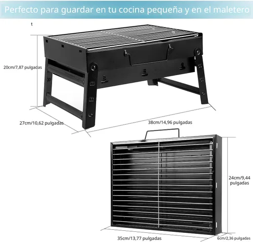 Vista 3 de Uten Parrilla de carbón, parrilla de barbacoa Plegable Portátil Ligero Parrilla de ahum