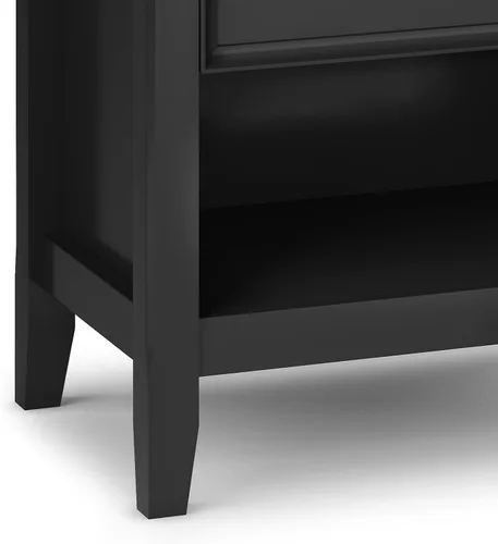 Vista 9 de SIMPLIHOME Amherst Mesita de noche tradicional de madera maciza de 24 pulgadas de ancho, color negro, para sala de estar y dormitorio