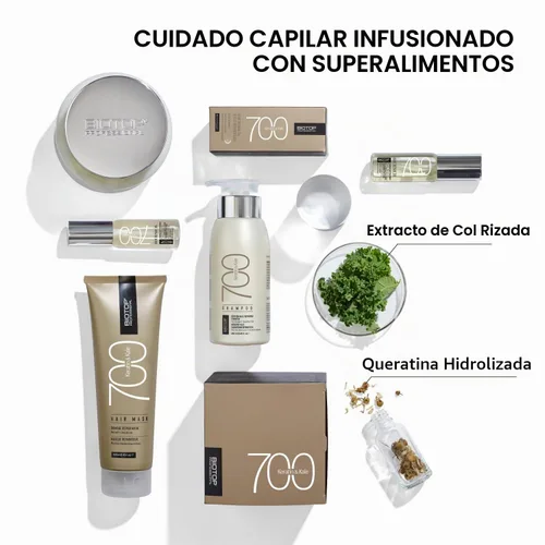 Vista 3 de Biotop Professional 700 Keratin + Kale Serum - Tratamiento protector térmico y reparación del cabello para cabello encrespado + dañado - Suavizar